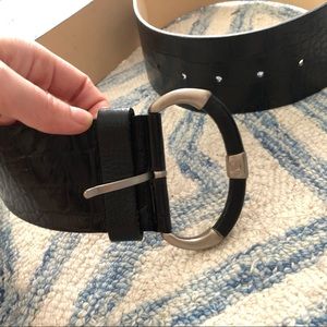 Thick black leather belt